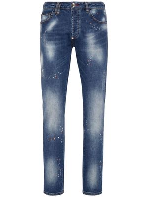 Philipp Plein paint-splatter regular-fit jeans - Blue