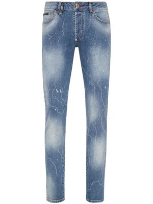 Philipp Plein paint-splatter straight-leg jeans - Blue