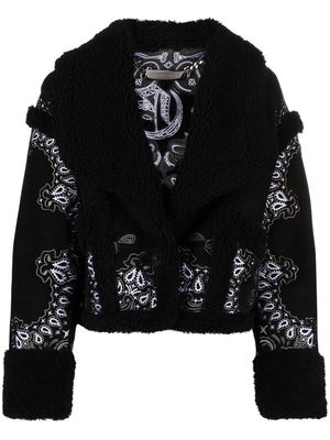 Philipp Plein paisley bandana shearling jacket - Black