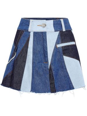 Philipp Plein patchwork denim mini skirt - Blue