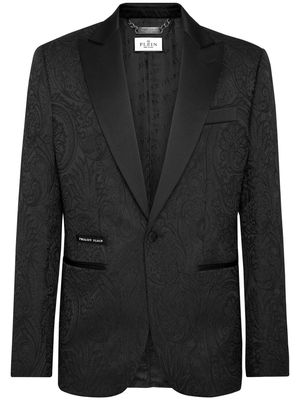 Philipp Plein patterned-jacquard single-breasted blazer - Black