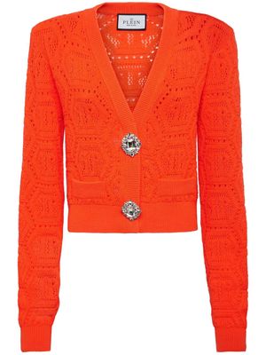 Philipp Plein patterned-knit cardigan - Orange