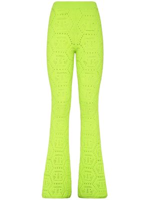 Philipp Plein patterned-knit flared trousers - Yellow