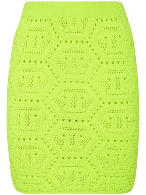 Philipp Plein patterned-knit mini skirt - Yellow