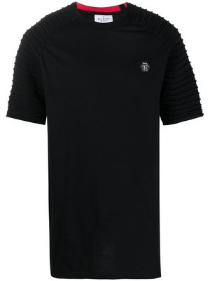 Philipp Plein pleat-detail logo T-shirt - Black