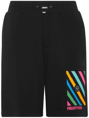 Philipp Plein Rainbow Stripes track shorts - Black