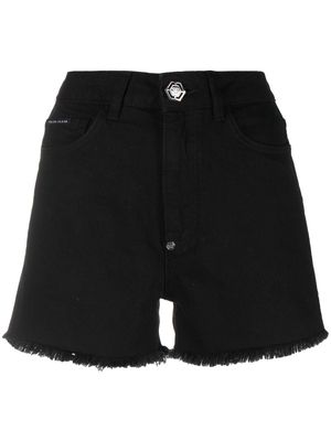 Philipp Plein raw-edge denim shorts - Black