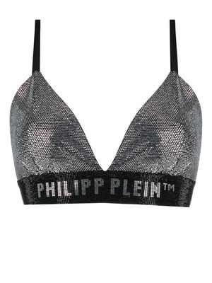 Philipp Plein rhinestone embellished bra - Silver
