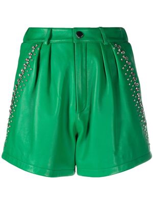 Philipp Plein rhinestone-embellished leather shorts - Green