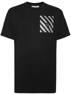Philipp Plein rhinestone-embellished striped T-shirt - Black