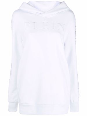 Philipp Plein rhinestone-skull logo oversized hoodie - White