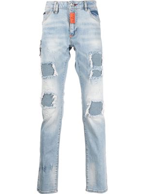 Philipp Plein ripped slim-cut jeans - Blue