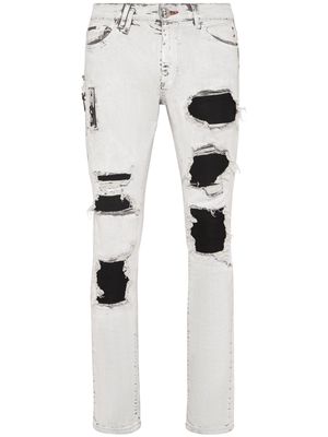 Philipp Plein ripped stonewashed skinny jeans - White