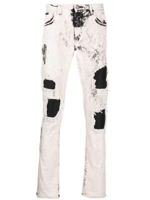Philipp Plein Rock Star distressed jeans - White