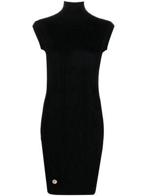 Philipp Plein roll-neck cable-knit sleeveless dress - Black