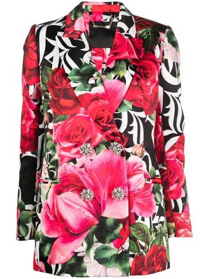 Philipp Plein Romance floral-print blazer - Black