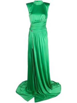 Philipp Plein ruched-detail satin gown - Green