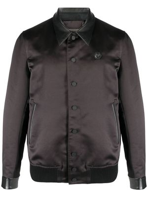 Philipp Plein satin-finish graphic-print bomber jacket - Black