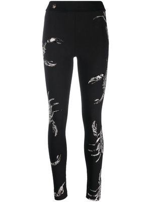 Philipp Plein Scorpion sequin-embellished leggings - Black