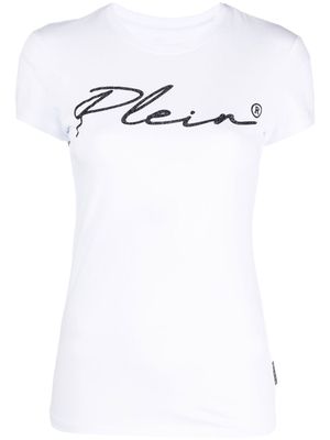 Philipp Plein script logo crystal-embellished T-shirt - White
