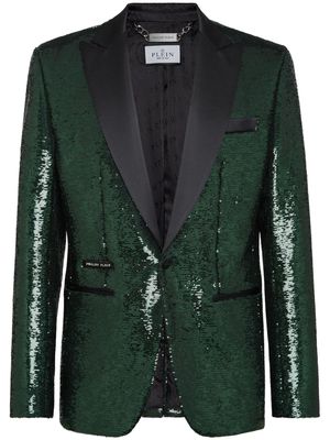 Philipp Plein sequin-design single-breasted blazer - Green