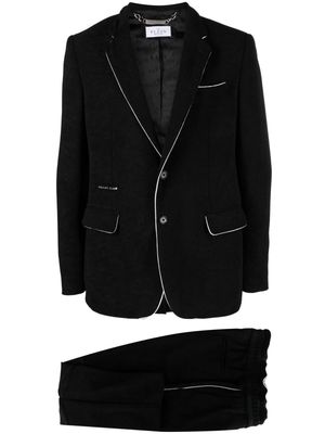 Philipp Plein single-breasted chenille suit - Black