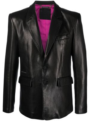 Philipp Plein single-breasted leather blazer - Black