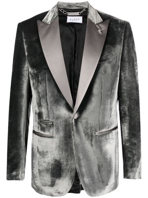 Philipp Plein single-breasted velvet blazer - Grey