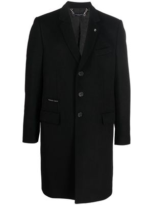 Philipp Plein single-breasted wool-cashmere coat - Black