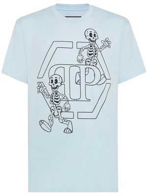 Philipp Plein skeleton-print cotton T-shirt - Blue