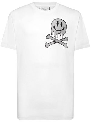 Philipp Plein Skeleton rhinestone-embellished cotton T-shirt - White