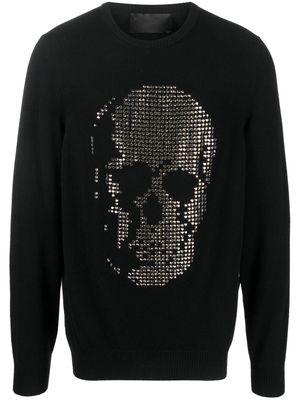 Philipp Plein skull-appliqué cashmere sweatshirt - Black