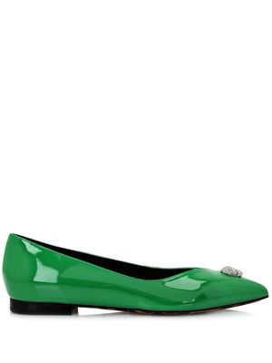 Philipp Plein Skull-charm ballerina shoes - Green