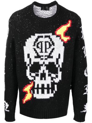 Philipp Plein skull-detail knit jumper - Black