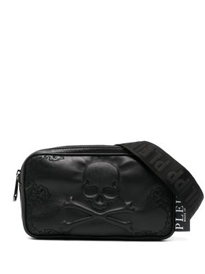 Philipp Plein skull-embroidered leather belt bag - Black