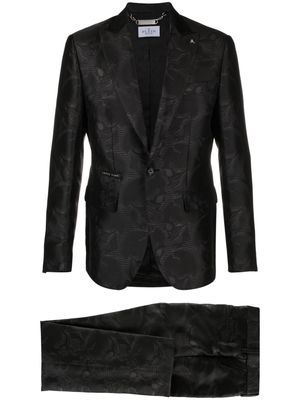 Philipp Plein skull-jacquard single-breasted suit - Black