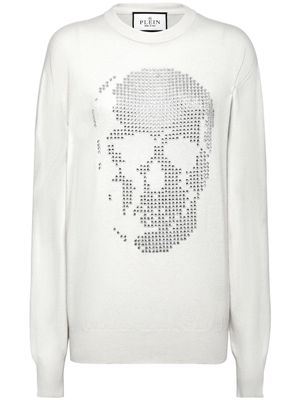 Philipp Plein skull-motif crystal-embellished sweatshirt - White