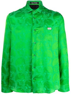 Philipp Plein skull pattern jacquard shirt - Green