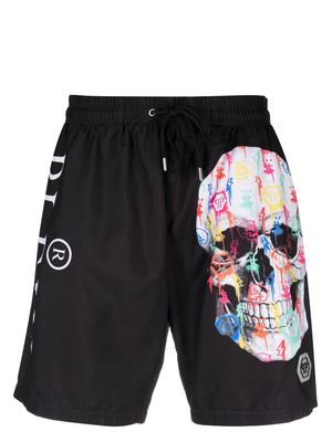 Philipp Plein skull-print beach shorts - Black