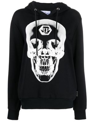 Philipp Plein skull-print cotton hoodie - Black