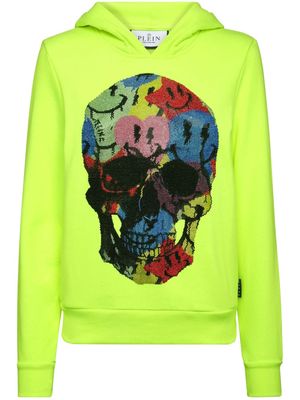 Philipp Plein skull-print cotton hoodie - Yellow