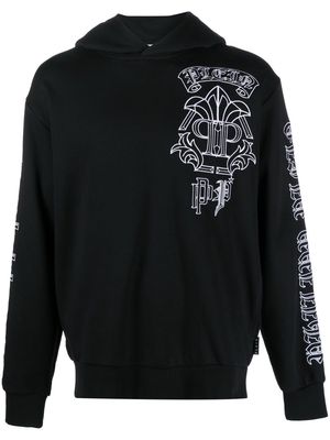 Philipp Plein skull-print logo-embroidered hoodie - Black