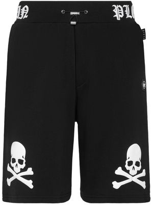 Philipp Plein skull-print track shorts - Black