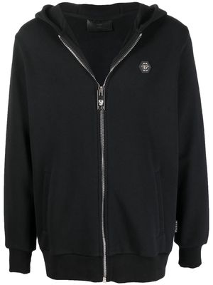 Philipp Plein skull-print zip-up hoodie - Black