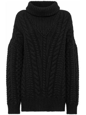 Philipp Plein Skull&Bones cable-knit jumper - Black