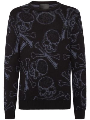 Philipp Plein Skull&Bones jacquard jumper - Black