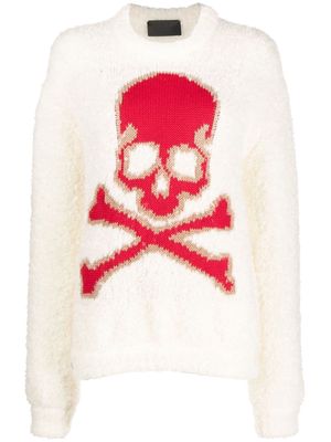 Philipp Plein Skull&Bones knitted jumper - White