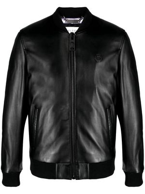Philipp Plein Skull&Bones leather jacket - Black