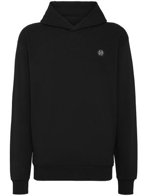 Philipp Plein Skull&Bones logo-patch hoodie - Black