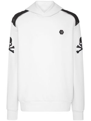 Philipp Plein Skull&Bones logo-patch hoodie - White